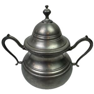 VTG Royal Holland Pewter Sugar Bowl W/Lid KMD Daalderop Made In Holland Servware